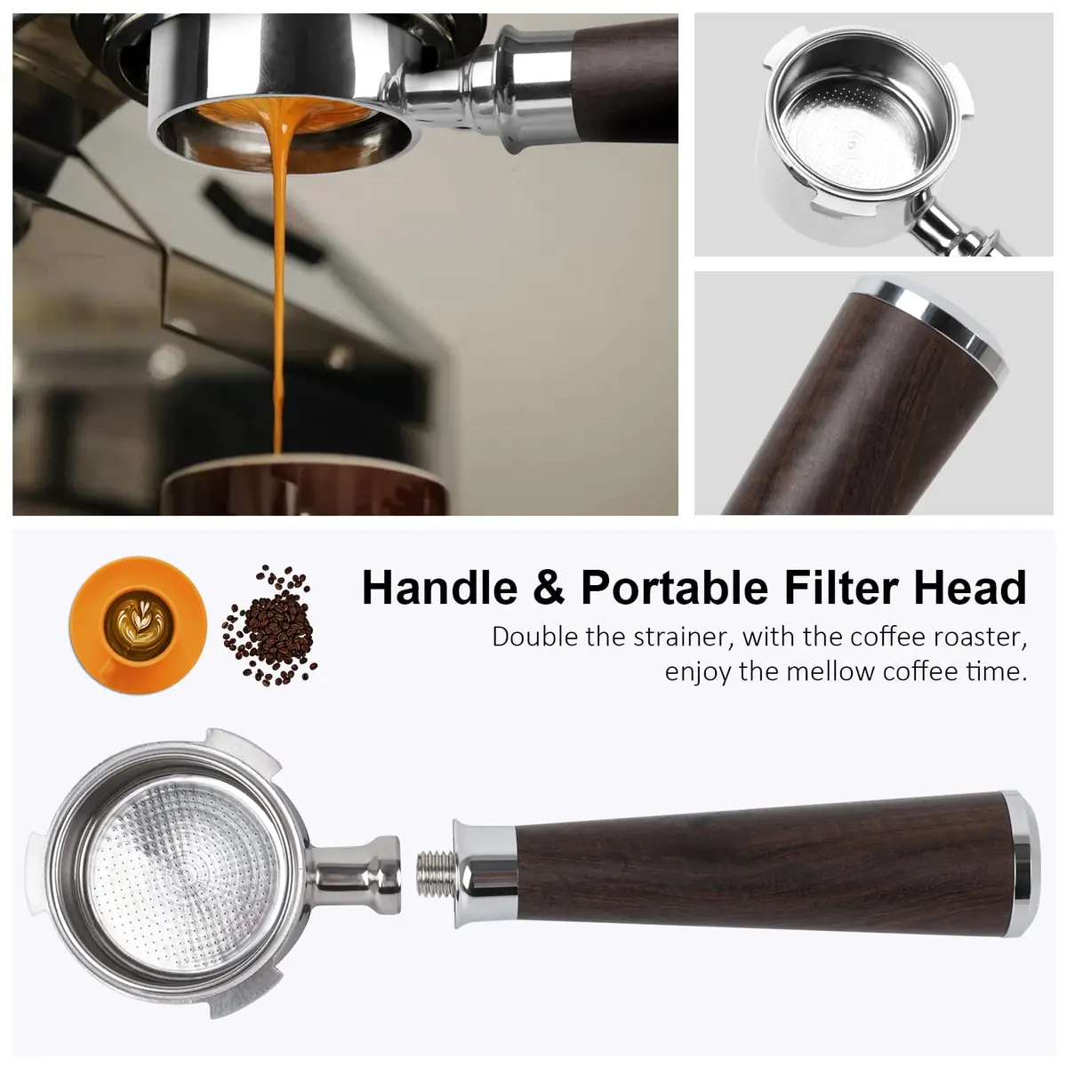 YMWVH 51mm Bottomless Portafilter 3 Ears for Delonghi Dedica EC680/EC685, Blackwood Handle | Espresso Extraction Control - view 8