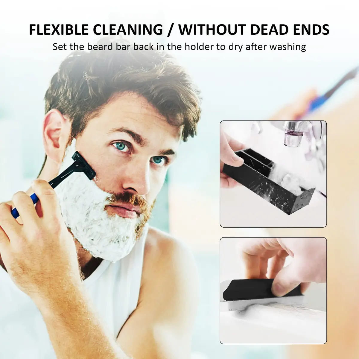 quskay Beard Cleaner Brush and Holder Set for Sinks and Countertops | Zero Beard Trimmings Around Sinks - view 5