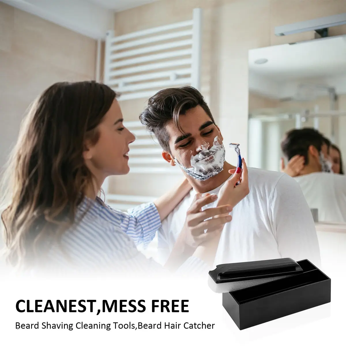 quskay Beard Cleaner Brush and Holder Set for Sinks and Countertops | Zero Beard Trimmings Around Sinks - view 4