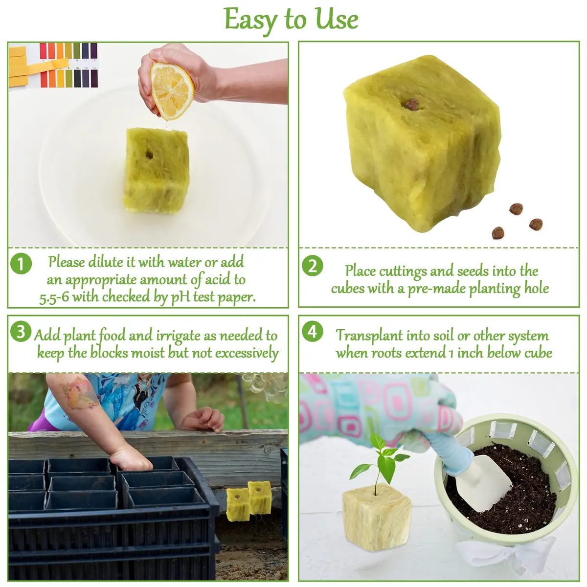 Legigo 1.2 Inch Rockwool Cubes Seed Starter Plugs 144 Count | Hydroponics & Soilless Gardening - view 4