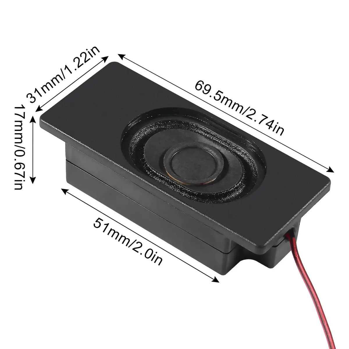DWEII Mini Speaker 3 Watt 8 Ohm Rectangular Plastic | 4-Pack with JST-PH2.0 Interface - view 6