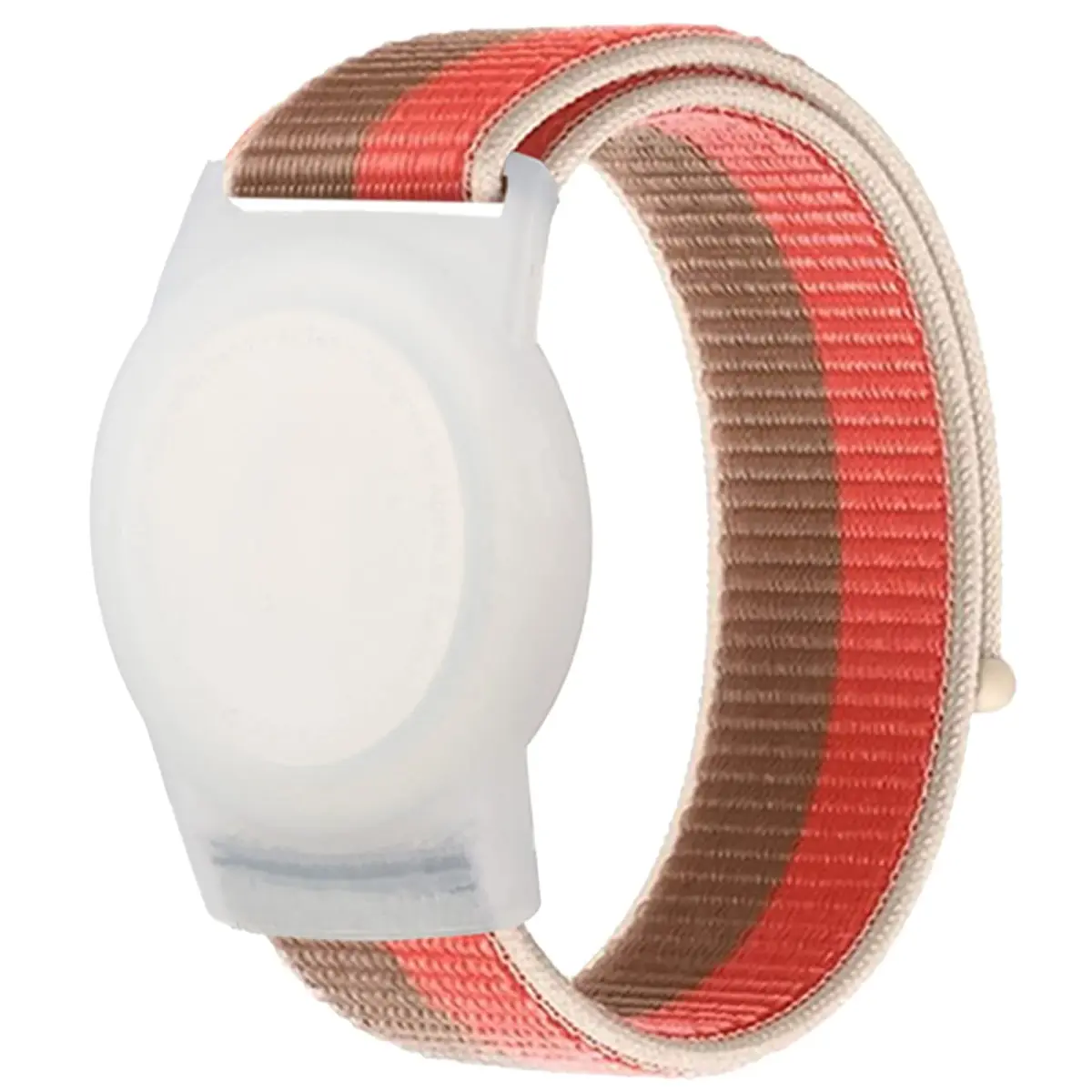 Qonuiy Kids AirTag Wristband with Protective Case, Pink & Khaki, 18 cm (7.1 in) - main product image
