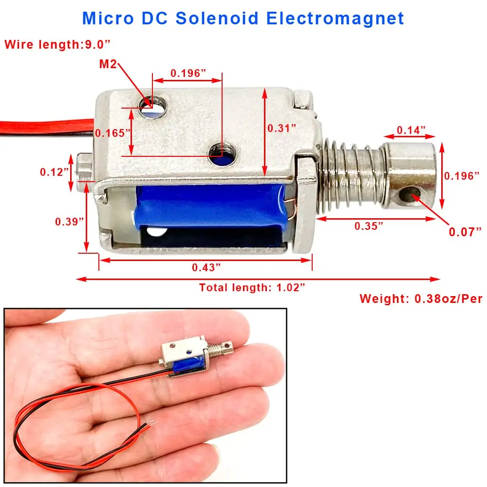QINIZX 12V Micro Push Pull Solenoid Electromagnet Linear Actuator | 4mm Stroke, Metal Body, Instant Use - view 4