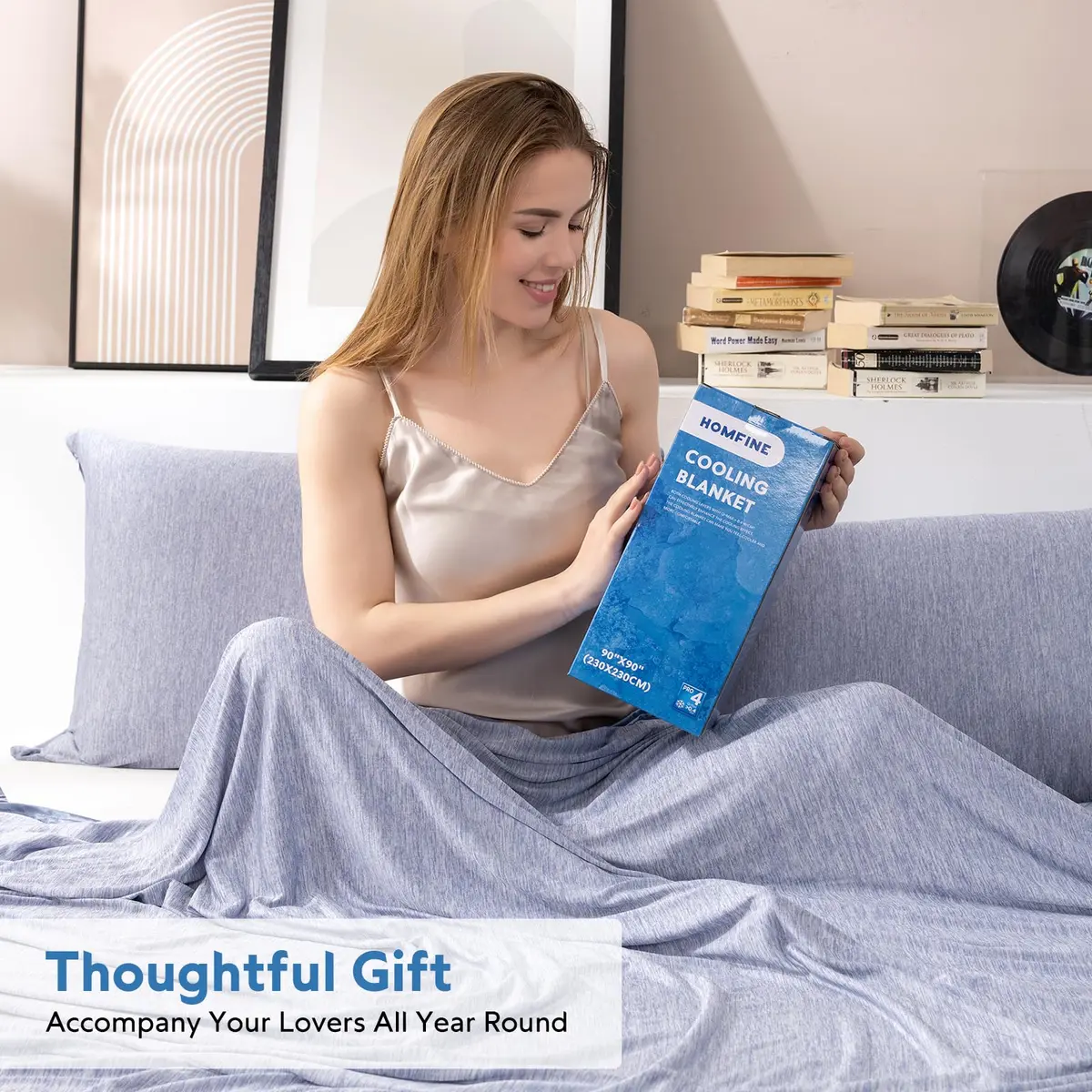 HOMFINE Cooling Blanket for Hot Sleepers King Size | Reversible Double-Sided Design with Q-Max 0.439 for Instant Cool - view 7