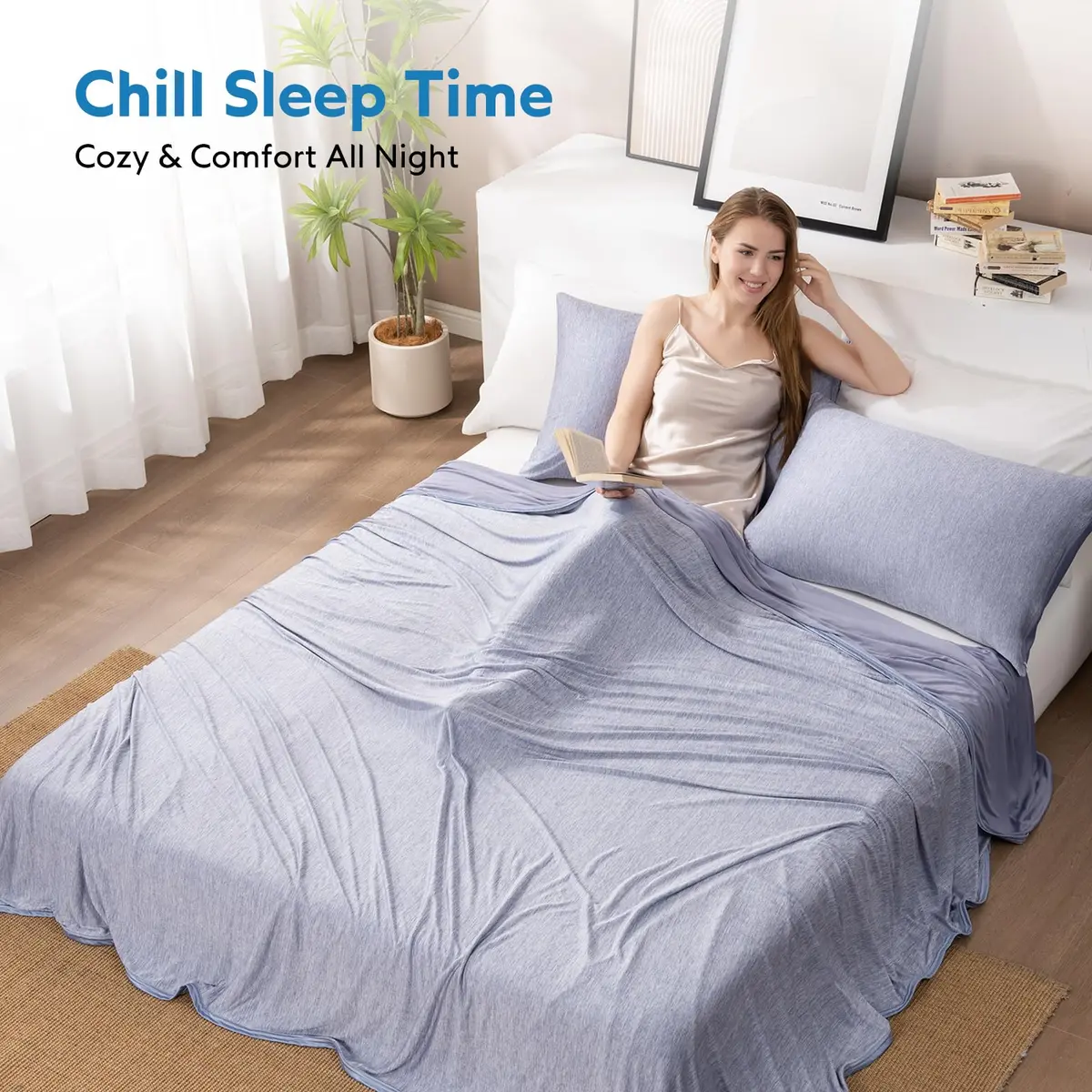 HOMFINE Cooling Blanket for Hot Sleepers King Size | Reversible Double-Sided Design with Q-Max 0.439 for Instant Cool - view 4