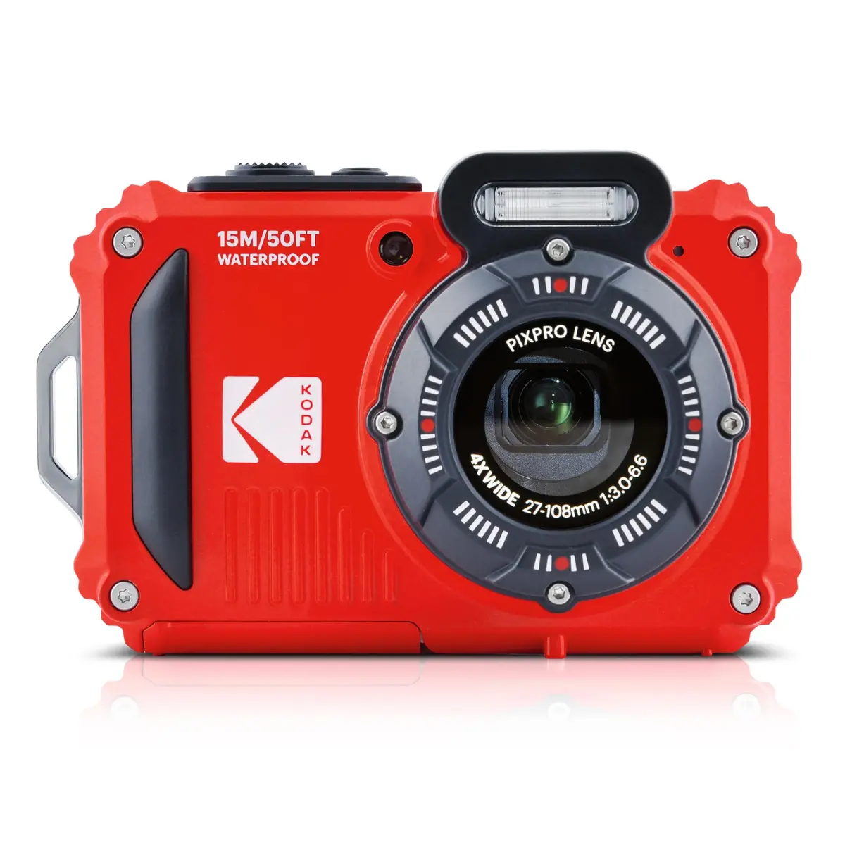 KODAK PIXPRO WPZ2 Waterproof Digital Camera 16MP 4X Optical Zoom 15m Red | 1080p HD Video - main product image