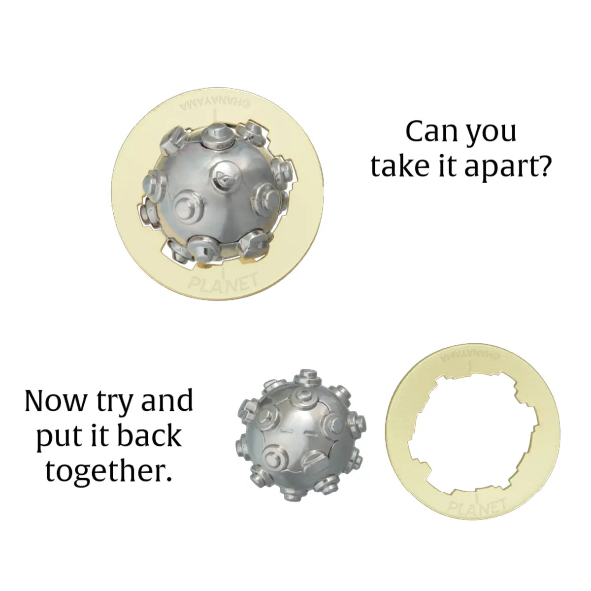 Bepuzzled Planet Hanayama Cast Metal Brain Teaser Puzzle Level 4 | Mensa-Rated Challenge for Ages 12+ - view 2