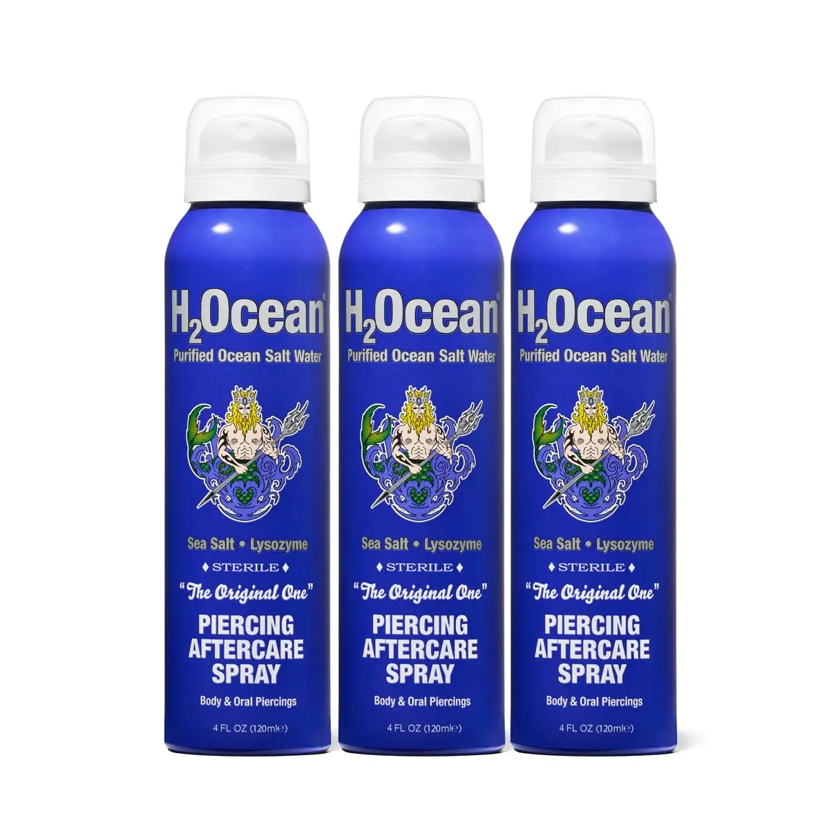 H2Ocean Piercing Aftercare Spray & Keloid Removal 3-Pack | 360ml (12 Fl Oz) Sea Salt Solution for New Piercings - main product image