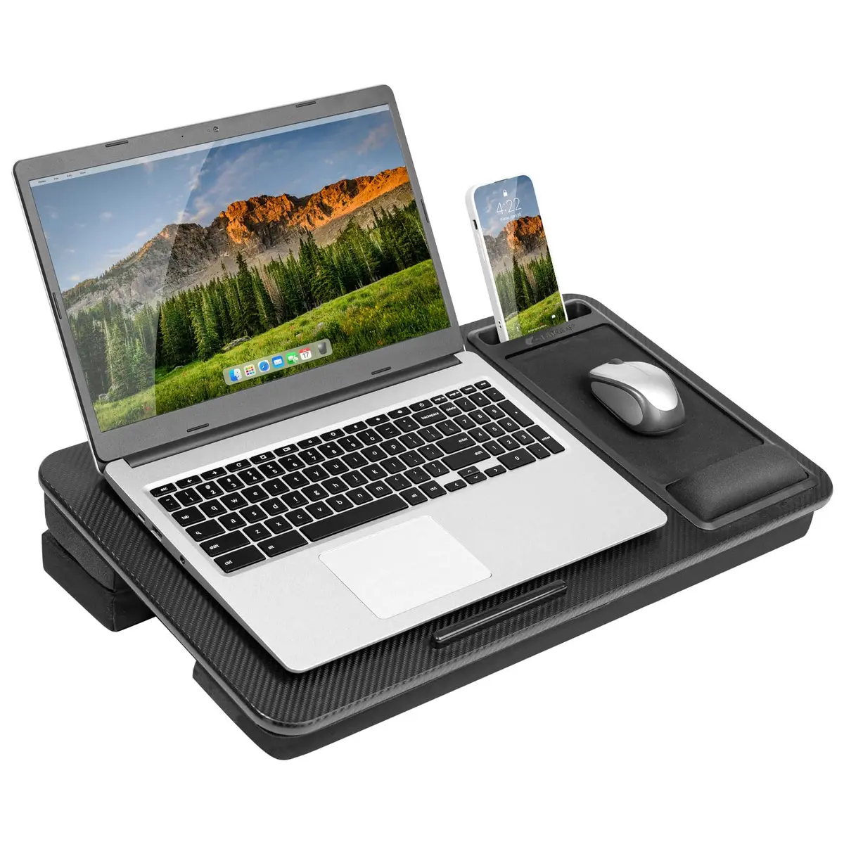 LapGear Mega Elevation Pro Lap Desk – Black Carbon, 59cm (23") × 33cm (13") | Ergonomic Design for Laptops up to 17.3" - main product image