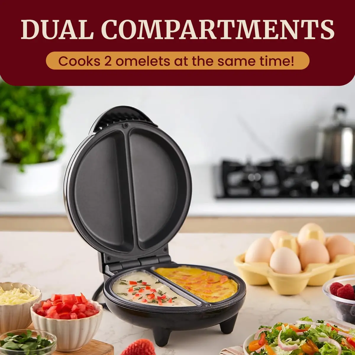 Elite Gourmet EOM205 Non-Stick Omelet & Frittata Maker 6.5-Inch | Perfect Breakfast & Dessert Maker - view 2
