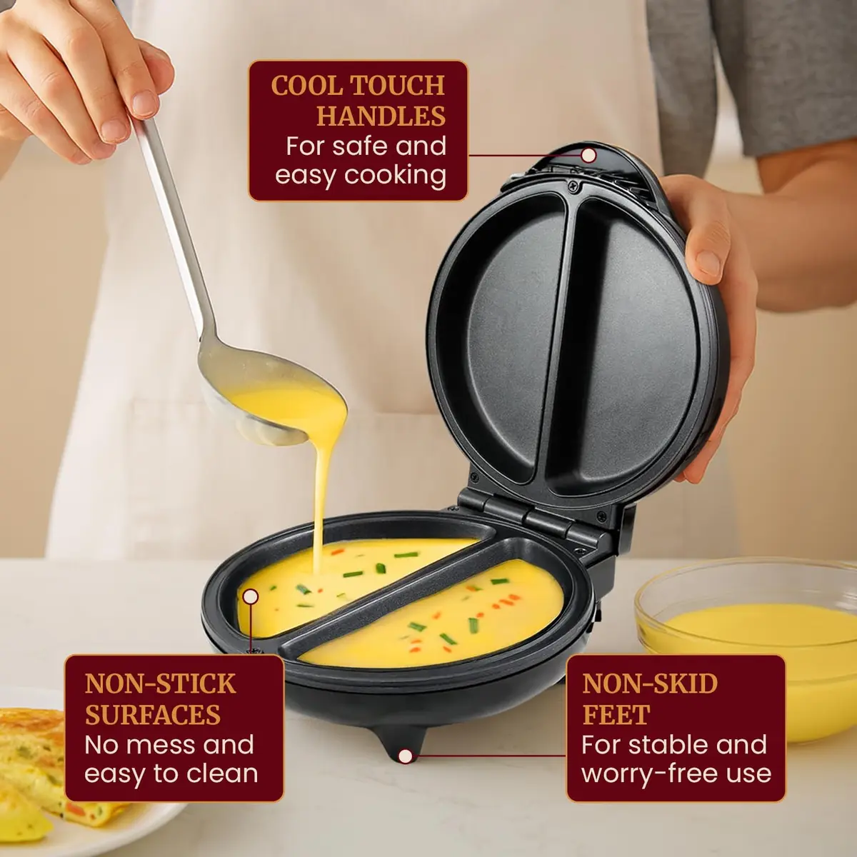 Elite Gourmet EOM205 Non-Stick Omelet & Frittata Maker 6.5-Inch | Perfect Breakfast & Dessert Maker - view 3