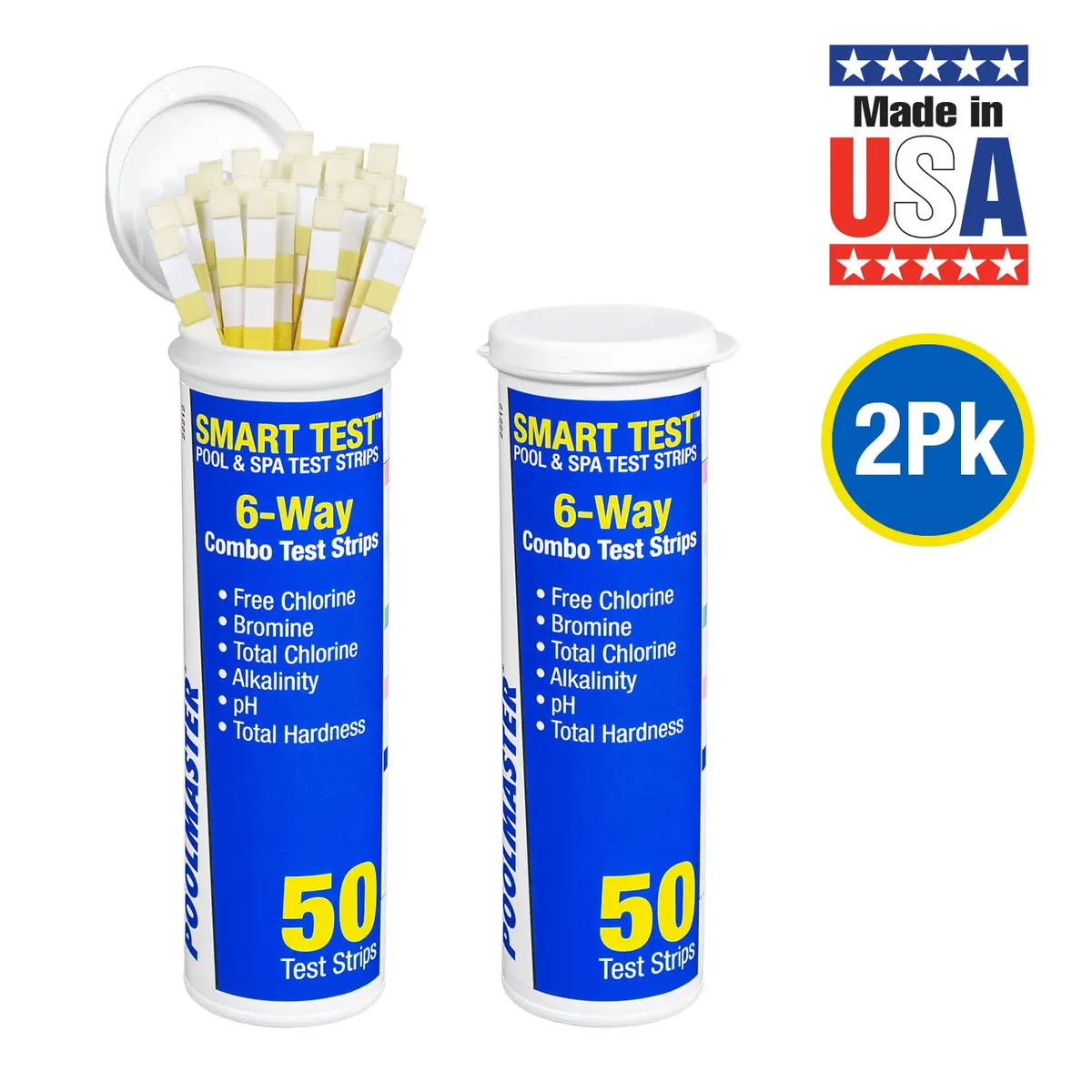 Poolmaster Smart Test 6-Way Swimming Pool and Spa Water Chemistry Test Strips 100 Count (2 Pack) | Test Chlorine, Bromine, pH, Alkalinity, Total Chlorine & Hardness - view 2
