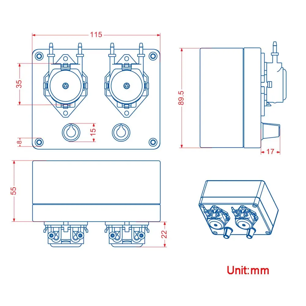 Gikfun DC 12V Adjustable Peristaltic Liquid Dosing Pump, 8-70 ml/min | Precise Flow Control for Liquids - view 6