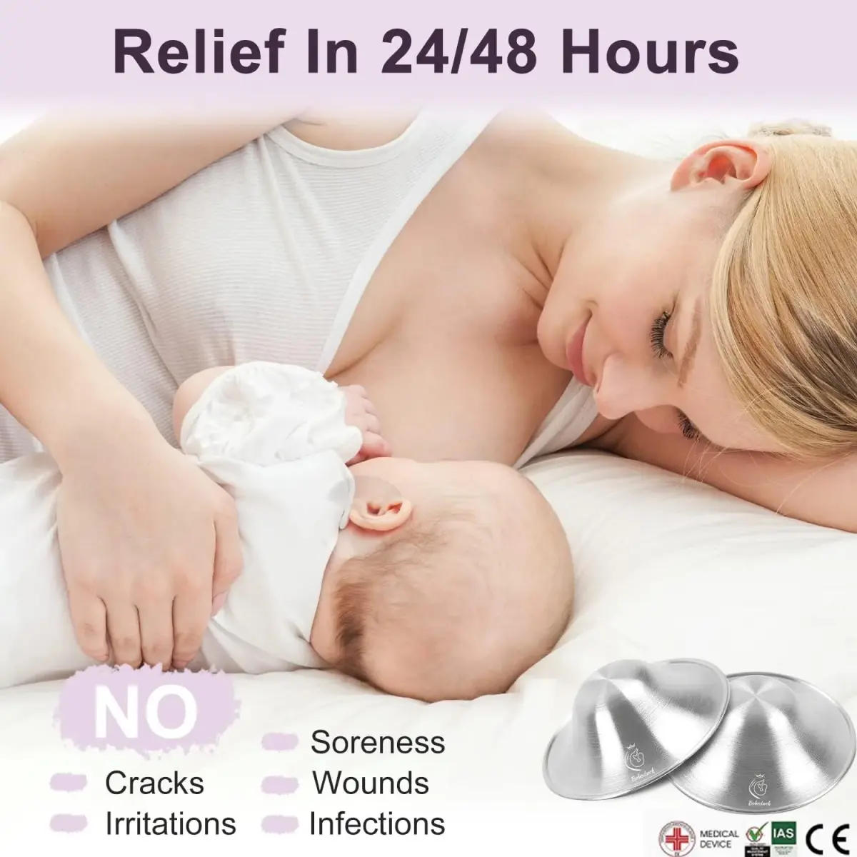 Boboduck Silver Nursing Cups X-L Size | Pure 999 Silver for Breastfeeding Sore Nipples - view 3