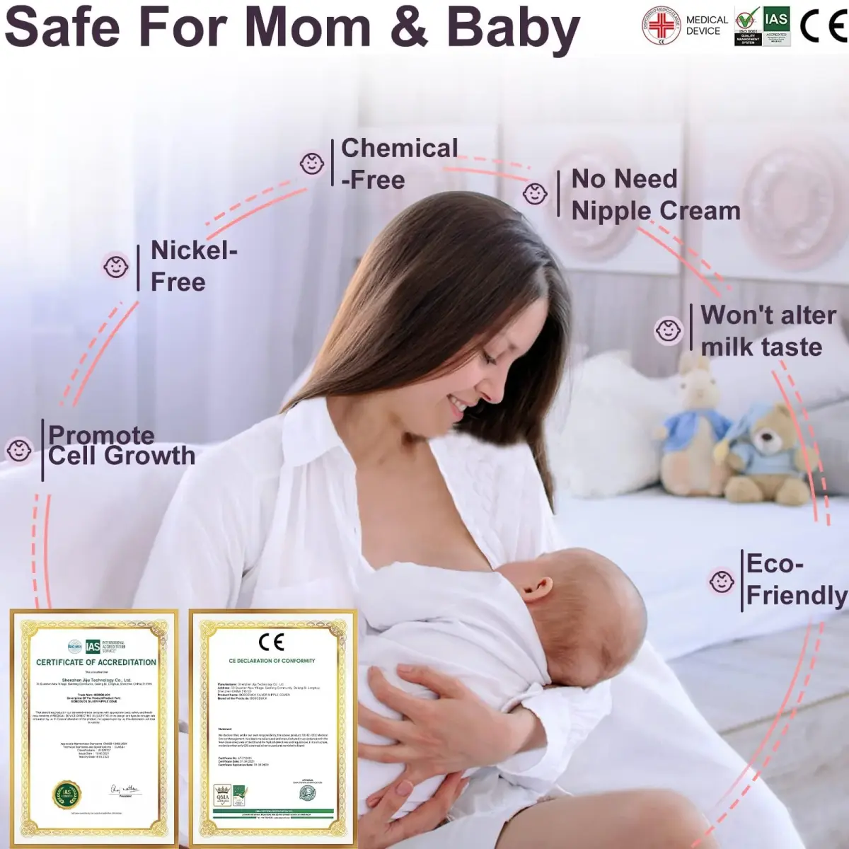 Boboduck Silver Nursing Cups X-L Size | Pure 999 Silver for Breastfeeding Sore Nipples - view 4