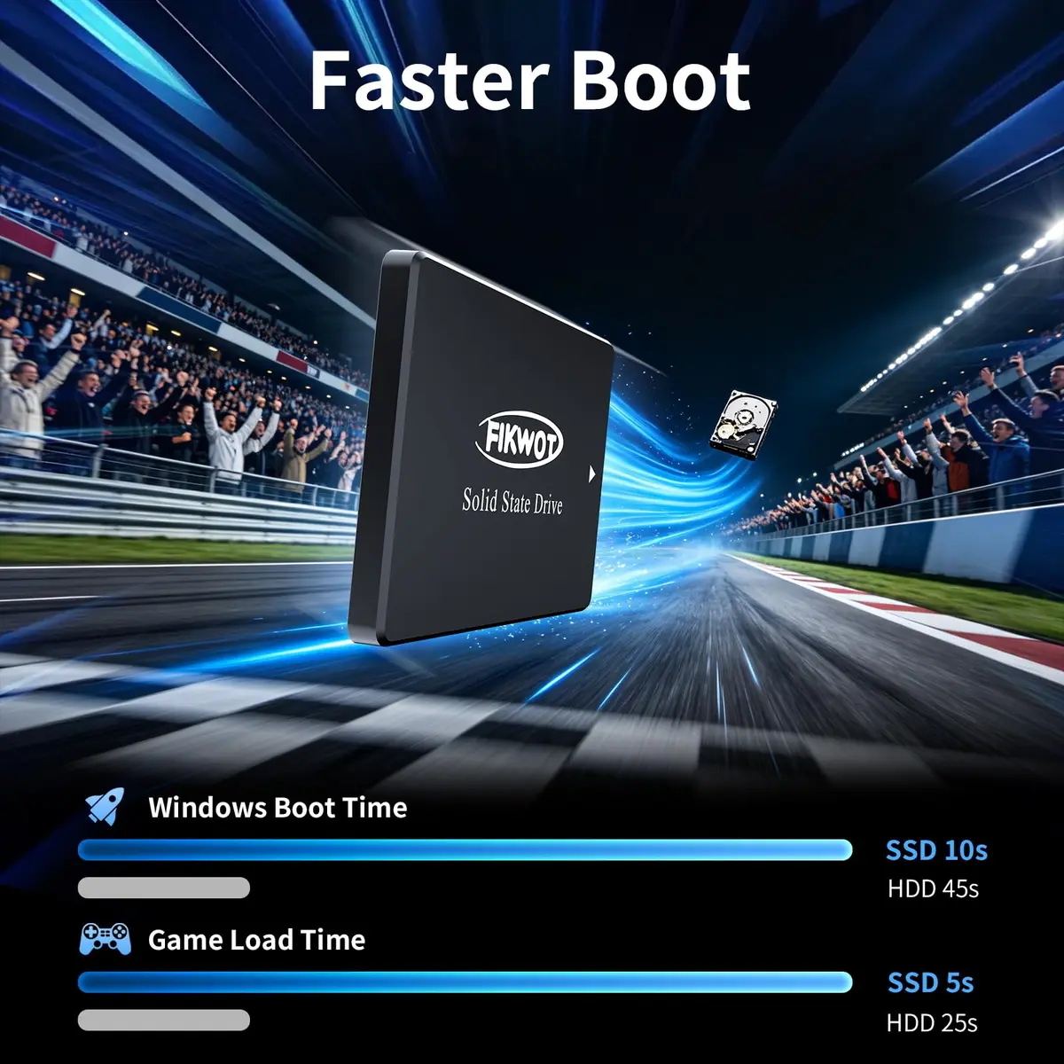 Fikwot FS810 128GB SSD | Internal SATA III Solid State Drive, Up to 560MB/s, 3D NAND TLC, 2.5" for Desktops & Laptops (Black) - view 2