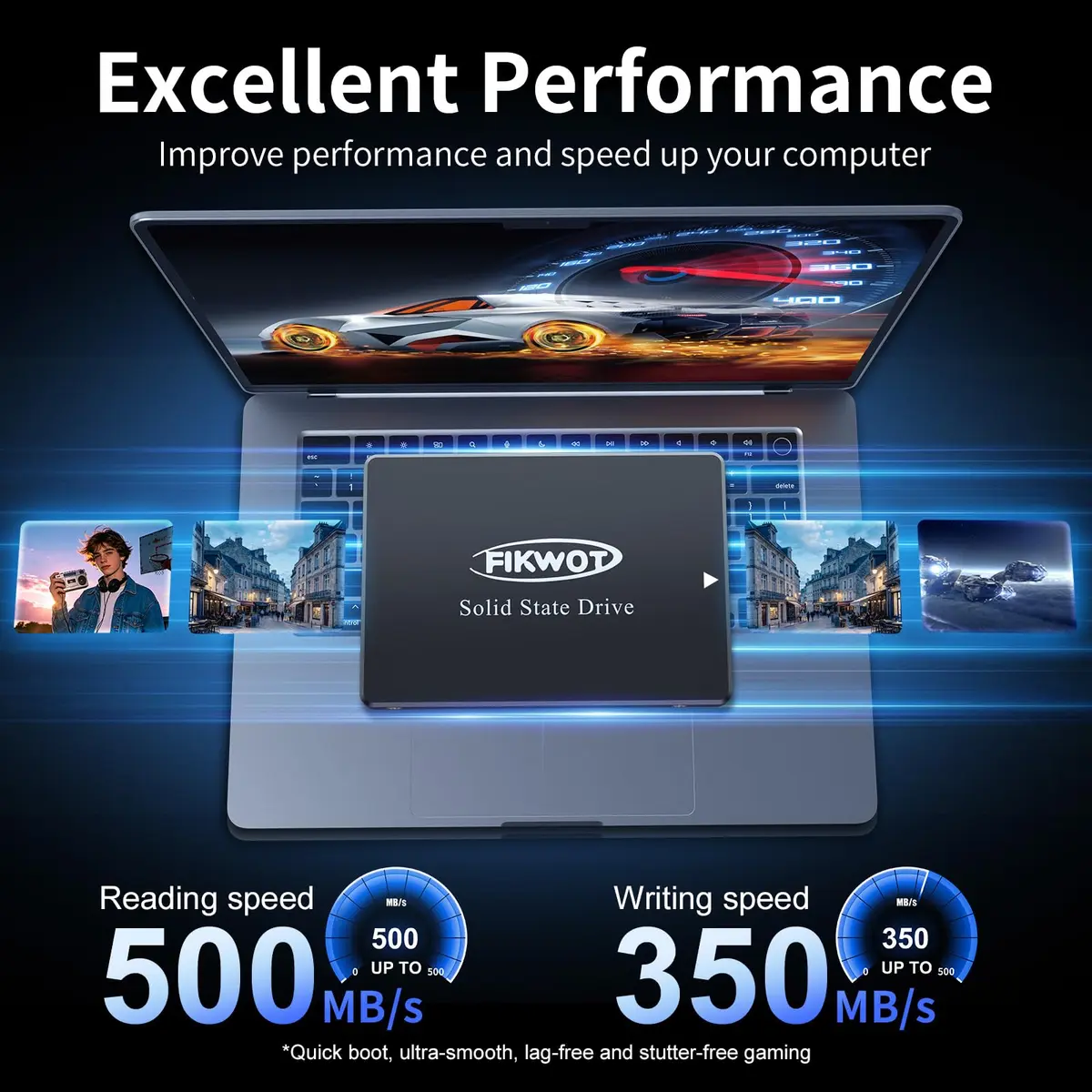 Fikwot FS810 128GB SSD | Internal SATA III Solid State Drive, Up to 560MB/s, 3D NAND TLC, 2.5" for Desktops & Laptops (Black) - view 3