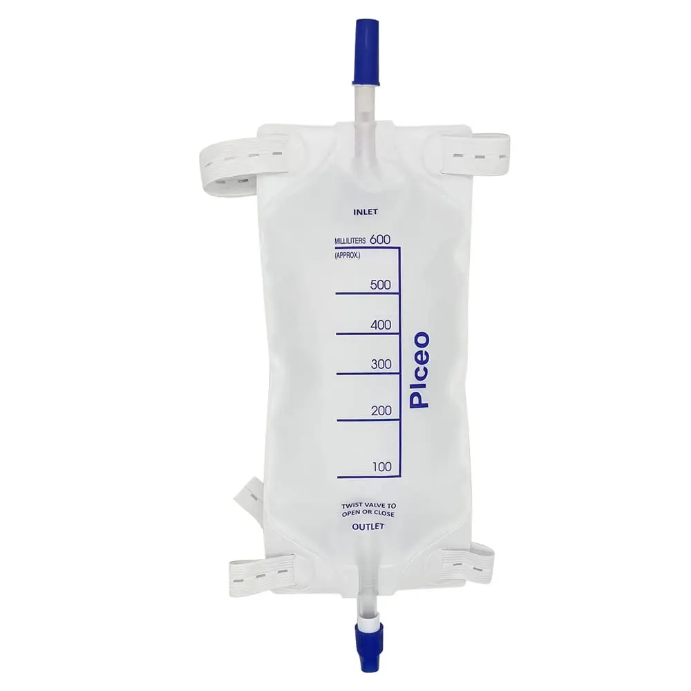 plceo Easy-Tap Urinary Drainage Bag 1000ml | Anti-Reflux Valve, Sterile, Latex-Free (3 Pack) - view 2
