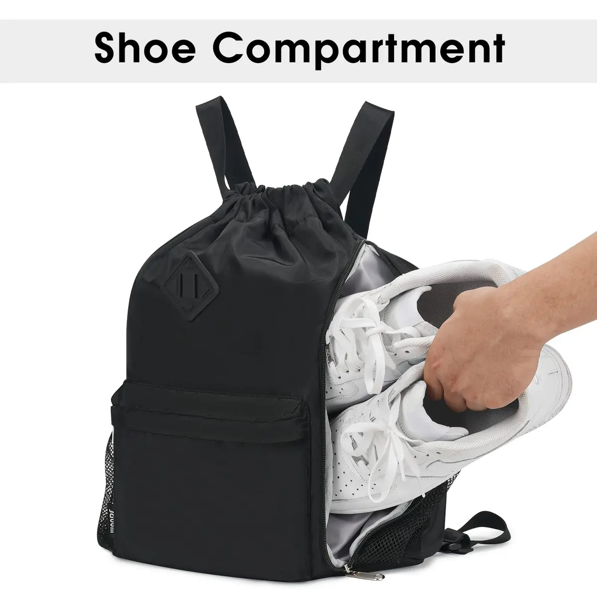 WANDF Drawstring Backpack with Shoe Compartment | Water-Resistant Sports Gym Bag for Men & Women - view 3