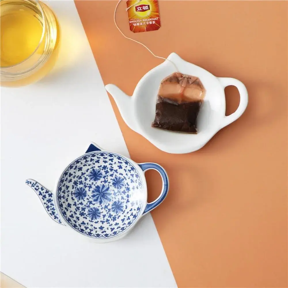 Sizikato Blue and White Porcelain Tea Bag Holder Coasters 11.7 cm (4.7 inches) | Set of 4 - view 2
