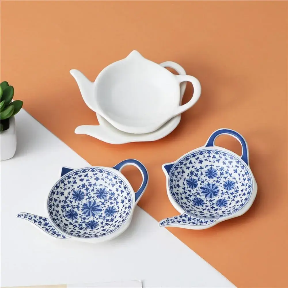 Sizikato Blue and White Porcelain Tea Bag Holder Coasters 11.7 cm (4.7 inches) | Set of 4 - view 3