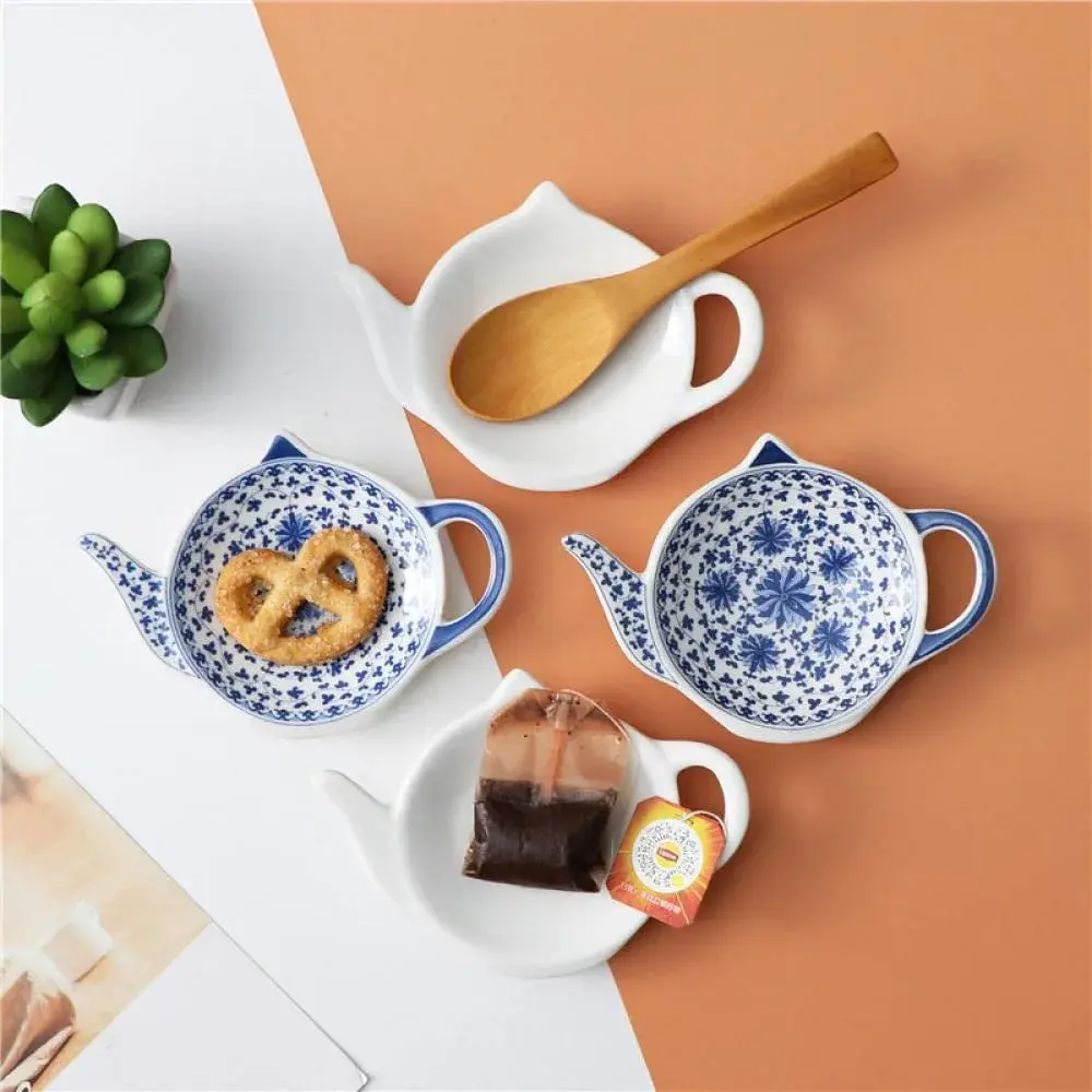 Sizikato Blue and White Porcelain Tea Bag Holder Coasters 11.7 cm (4.7 inches) | Set of 4 - view 4