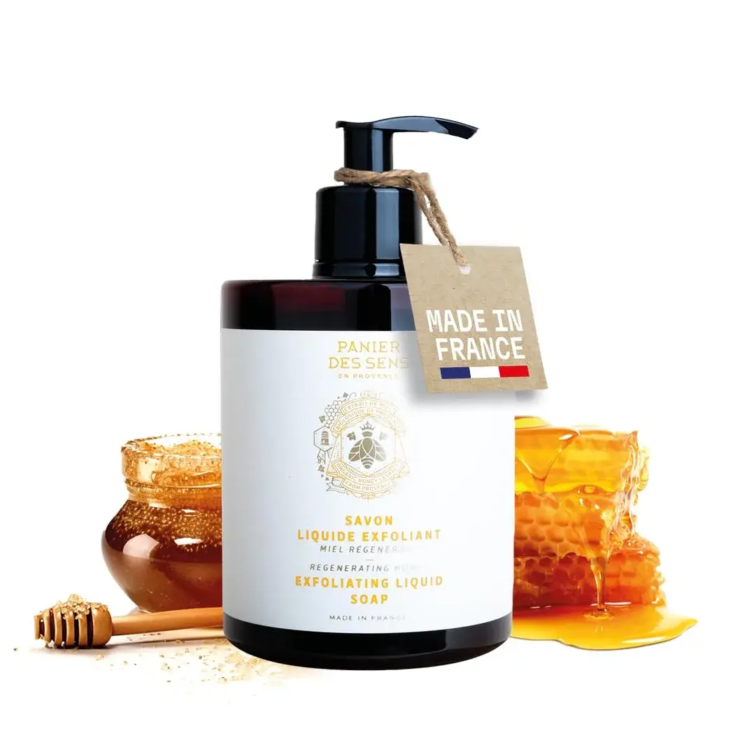 Panier des Sens Honey Exfoliating Liquid Hand Soap 500ml (16.9 Fl Oz) | Gentle Cleansing with Natural Pumice Stone - main product image