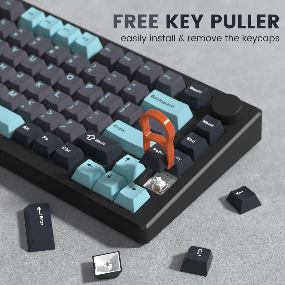 dagaladoo Double Shot PBT Keycaps Set Cherry Profile 138 Keys | Retro Grey/Blue for Mechanical Keyboards - view 4