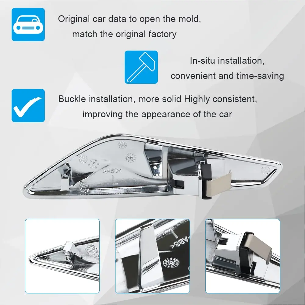 JDMON Front Fender Chrome Finisher for BMW X3 F25 & X4 F26 2013-2017 | Direct Fit Replacement - view 4