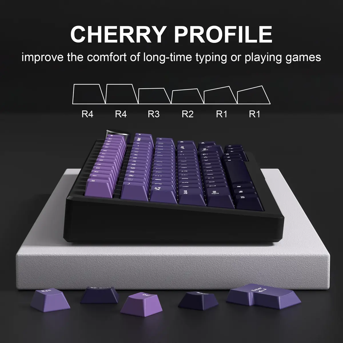 dagaladoo Double Shot PBT keycaps Purple, Cherry Profile Keyboard Keycaps | Gradient Purple, 132 Keys - view 4