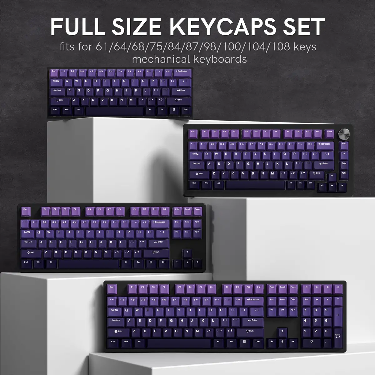 dagaladoo Double Shot PBT keycaps Purple, Cherry Profile Keyboard Keycaps | Gradient Purple, 132 Keys - view 5