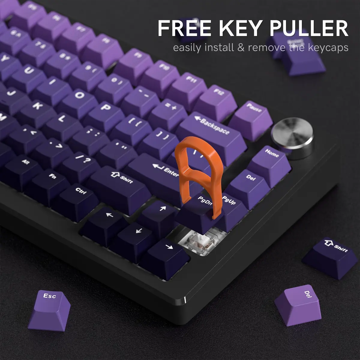 dagaladoo Double Shot PBT keycaps Purple, Cherry Profile Keyboard Keycaps | Gradient Purple, 132 Keys - view 6