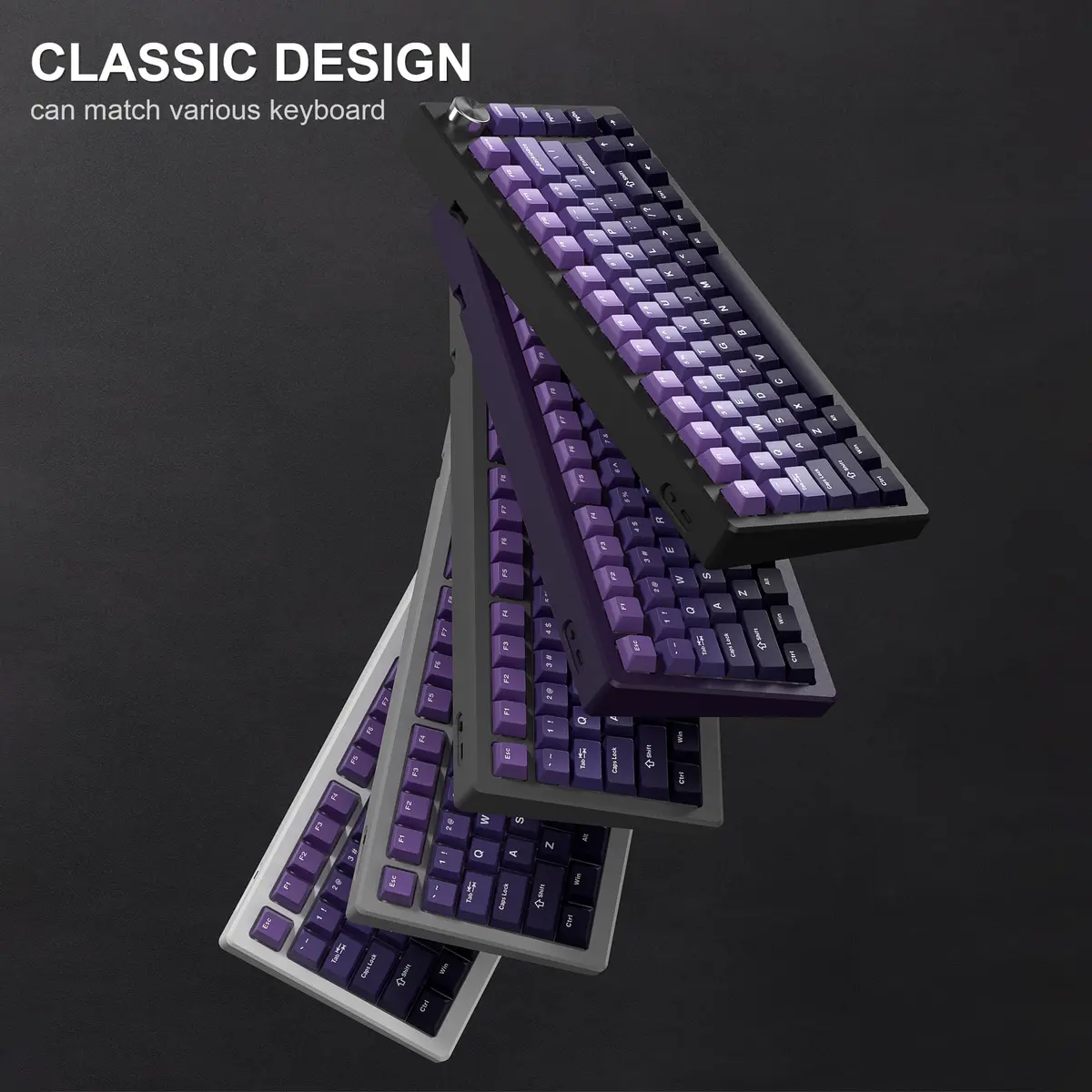 dagaladoo Double Shot PBT keycaps Purple, Cherry Profile Keyboard Keycaps | Gradient Purple, 132 Keys - view 7