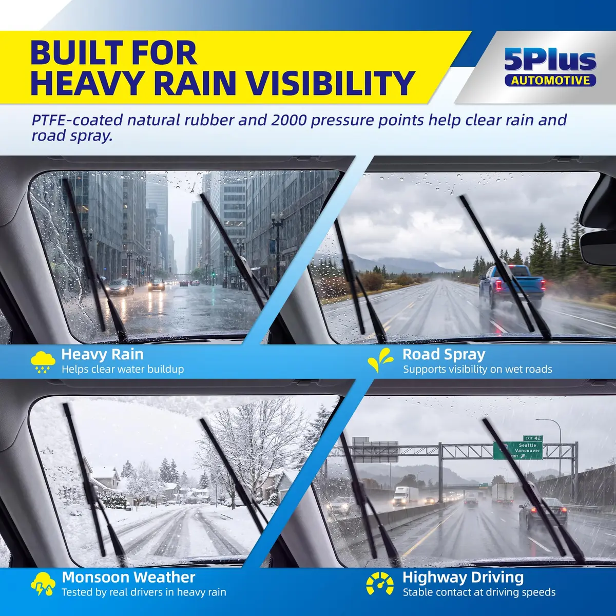 5 PLUS Custom-Fit Wipers for Toyota Corolla 2009-2018 | Quiet, Durable, Easy Install - view 5