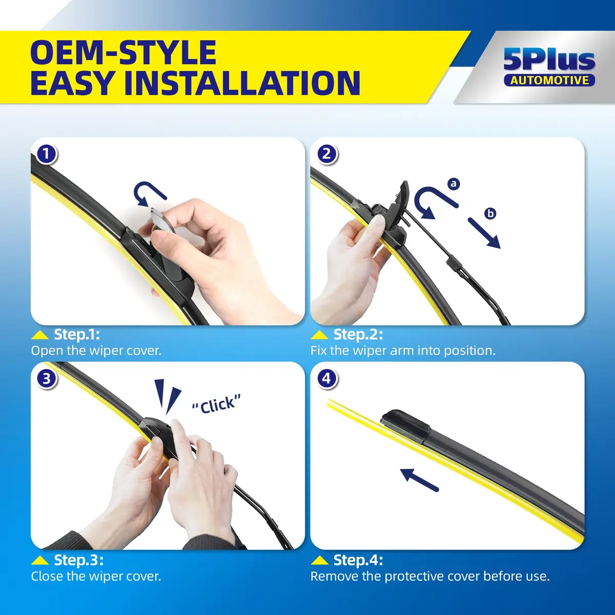 5 PLUS Custom-Fit Wipers for Toyota Corolla 2009-2018 | Quiet, Durable, Easy Install - view 7