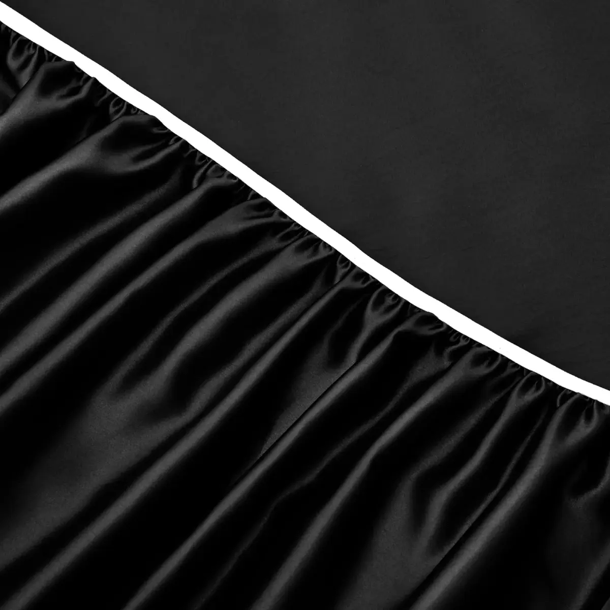 Horbaunal Black 6 Piece Satin Sheet Set Queen Size, 244cm x 274cm (102" x 90") Flat Sheet | Silky Soft Luxury Bedding - view 7