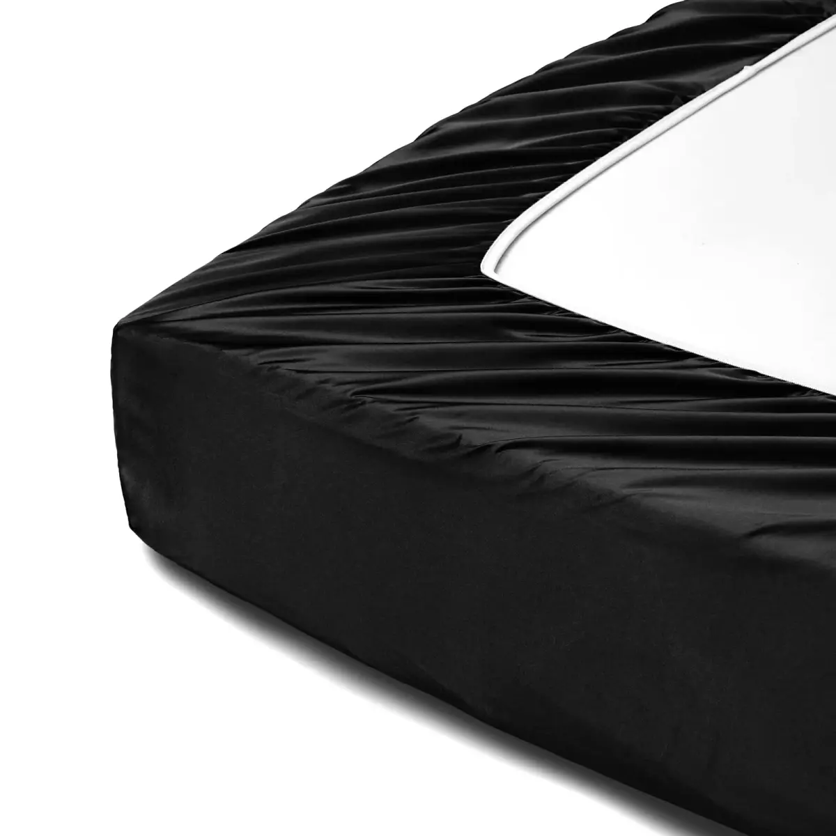 Horbaunal Black 6 Piece Satin Sheet Set Queen Size, 244cm x 274cm (102" x 90") Flat Sheet | Silky Soft Luxury Bedding - view 8