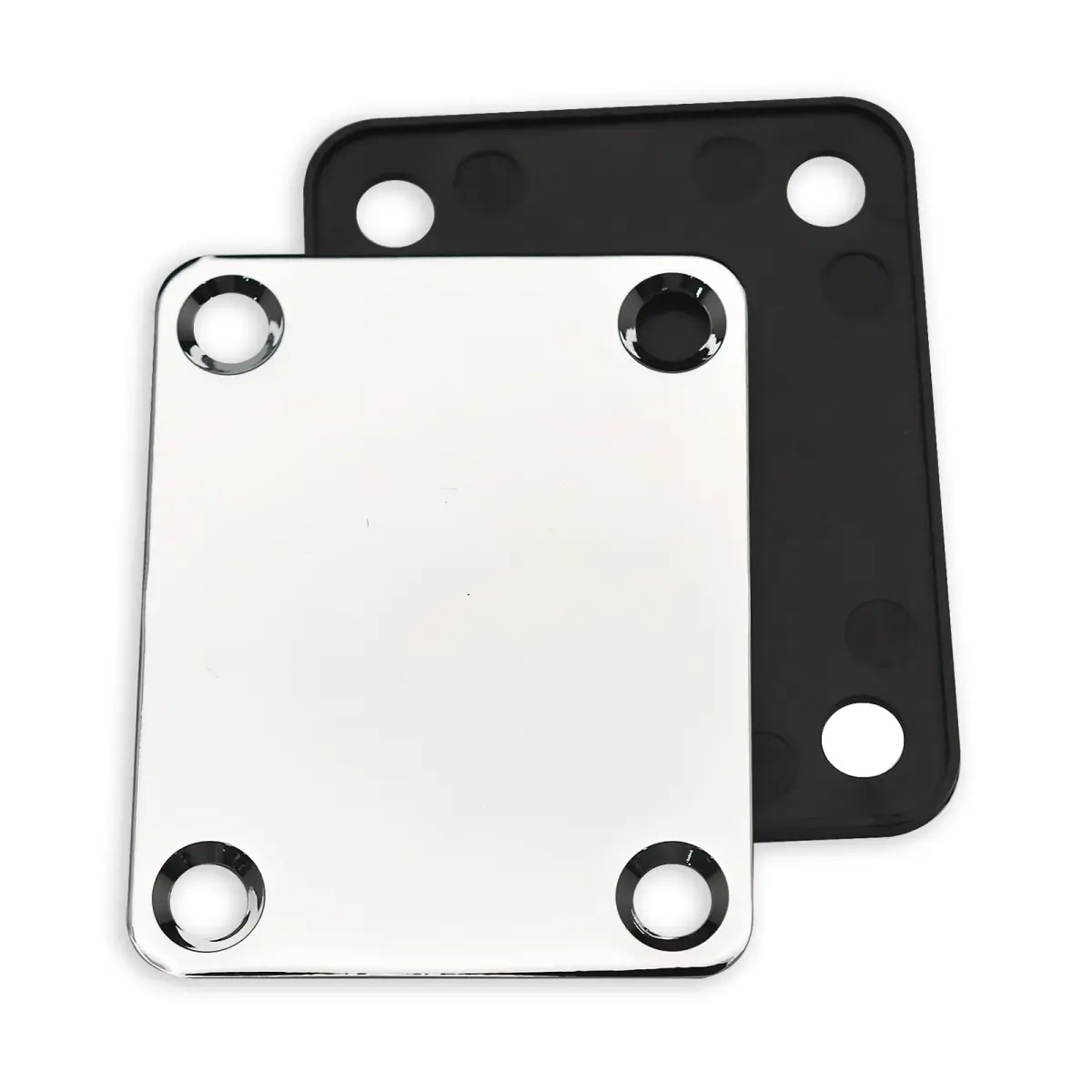MAXCHEER Electric Bass Guitar Neck Plate with Screws & Back Plate, Chrome | Guitar Neck Joint Connecting Strengthen Plate - view 6
