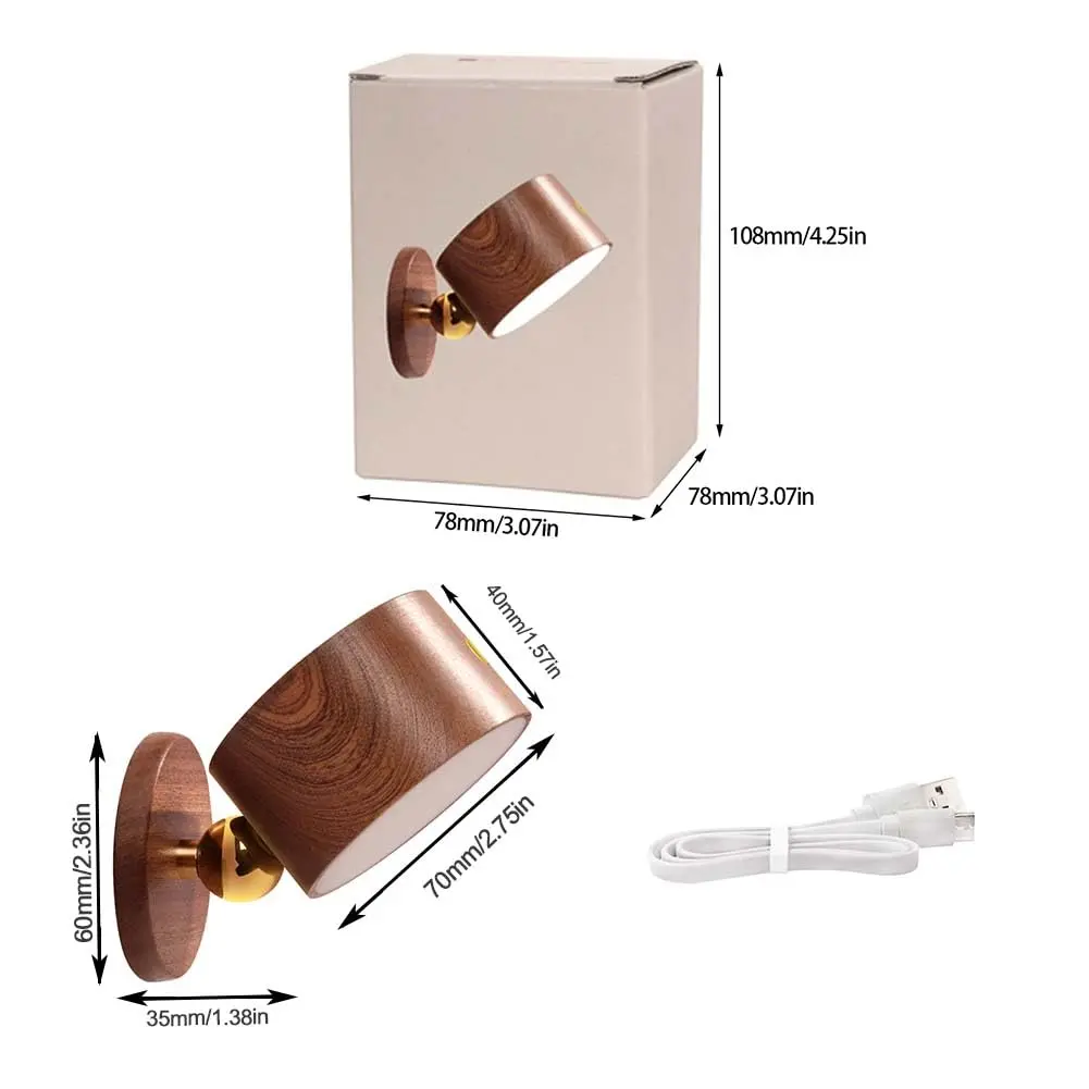 LANDGOO Wood Wall Sconce Bedside Lamp Rechargeable | Natural Wood, Dimmable, Portable - view 6