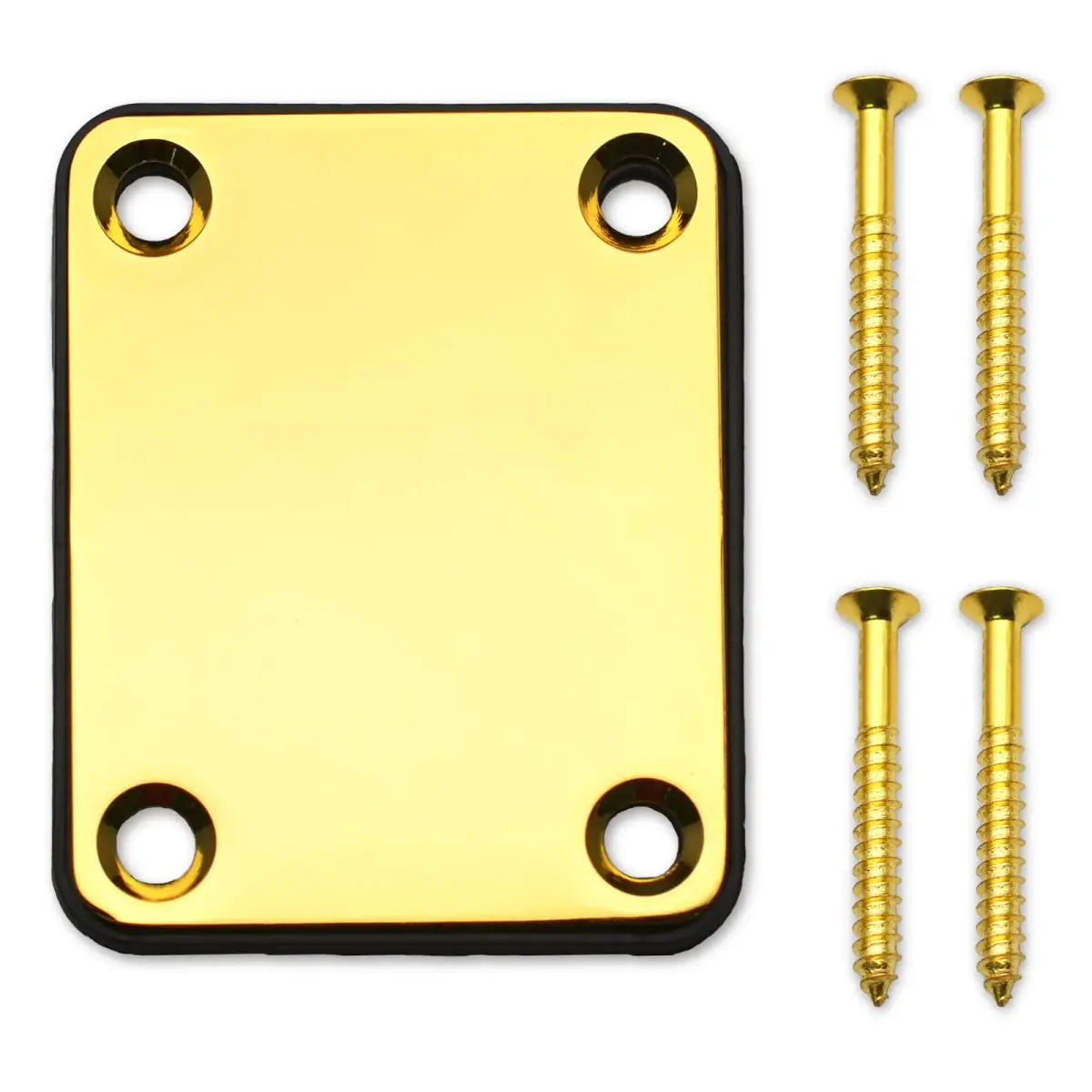 MAXCHEER Gold Bass Guitar Neck Plate with Screws | Strengthen Joint Connector - main product image