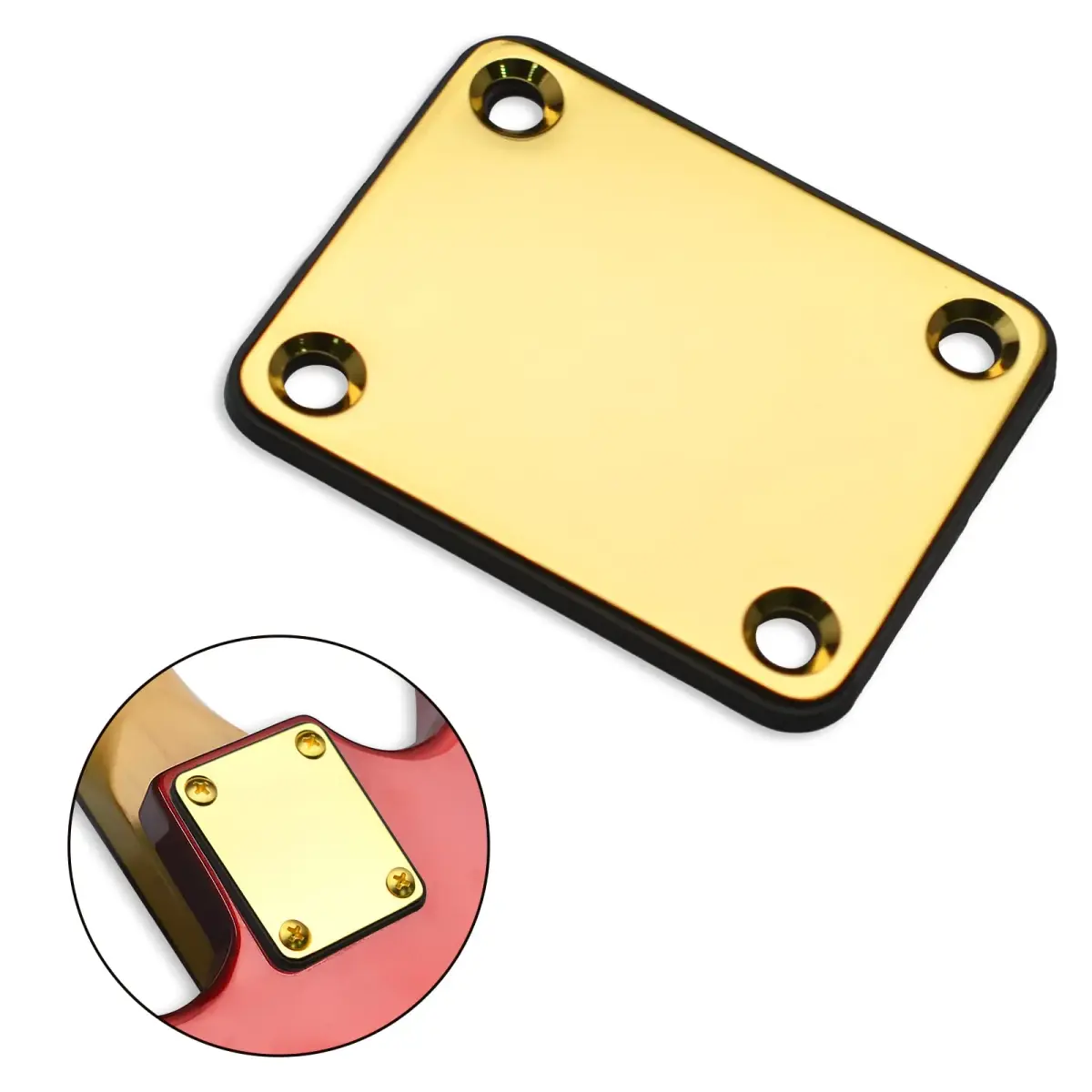 MAXCHEER Gold Bass Guitar Neck Plate with Screws | Strengthen Joint Connector - view 3