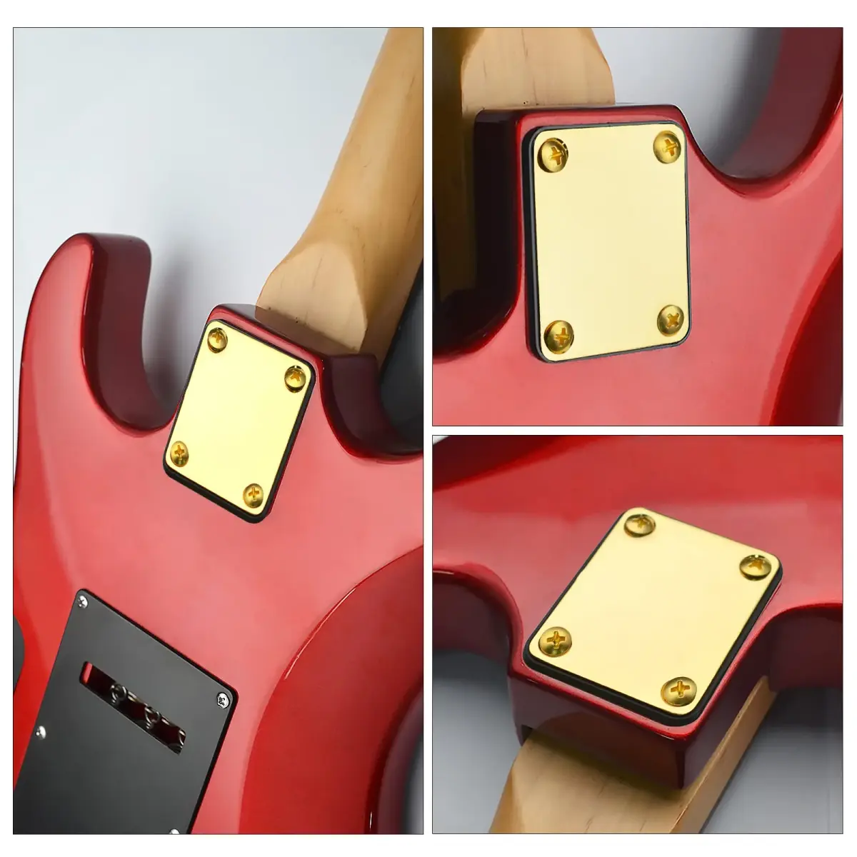 MAXCHEER Gold Bass Guitar Neck Plate with Screws | Strengthen Joint Connector - view 4