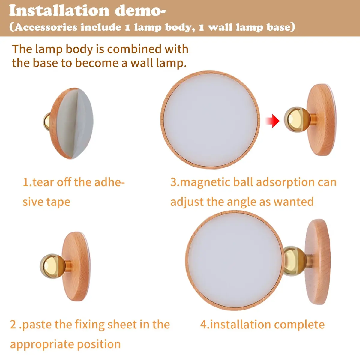 LANDGOO Wood Wall Sconce Bedside Lamp Rechargeable Night Light | Natural Wood, Dimmable, Portable - view 8
