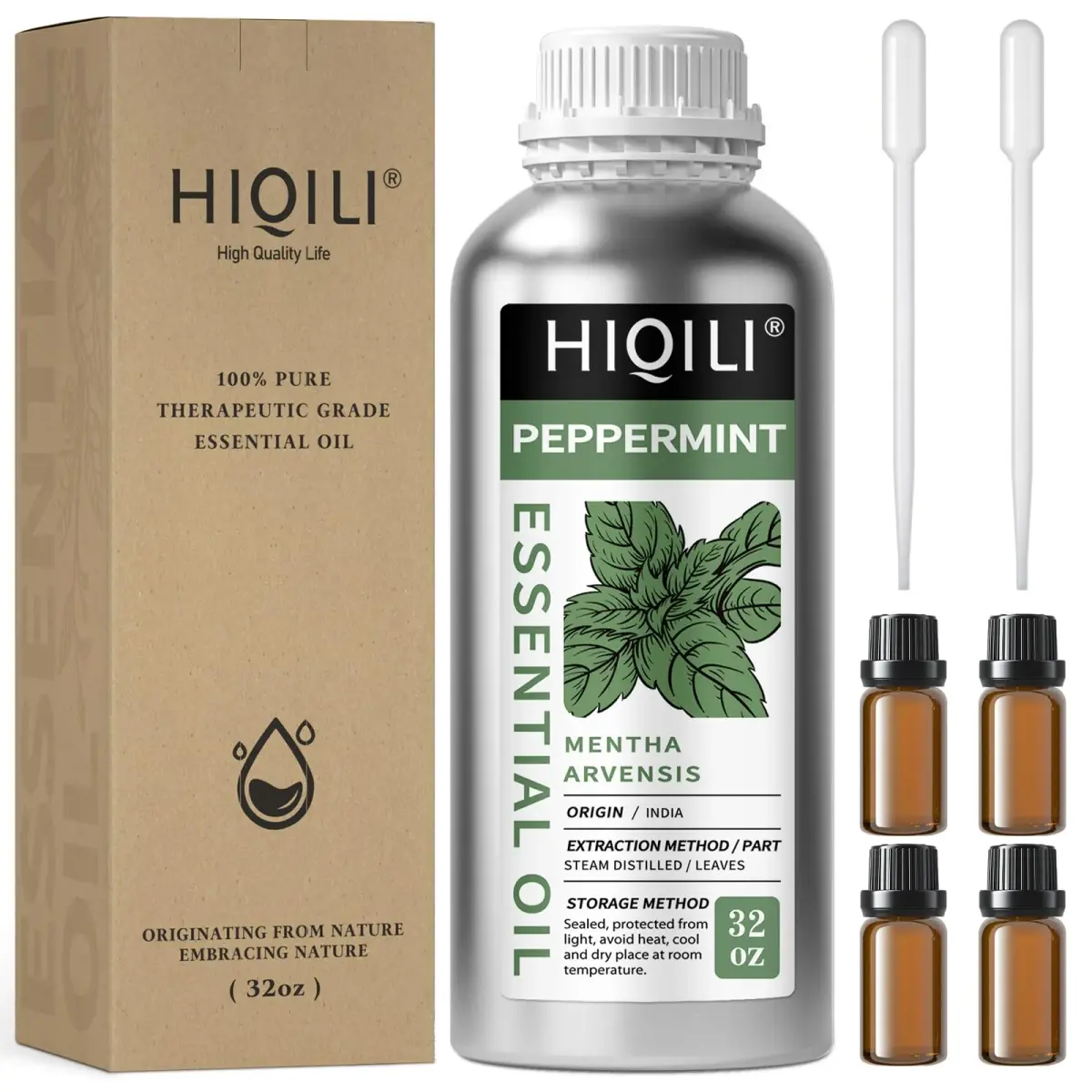 HIQILI Peppermint Essential Oil 32oz (946ml) | USA Imported Aromatherapy Oil - main product image