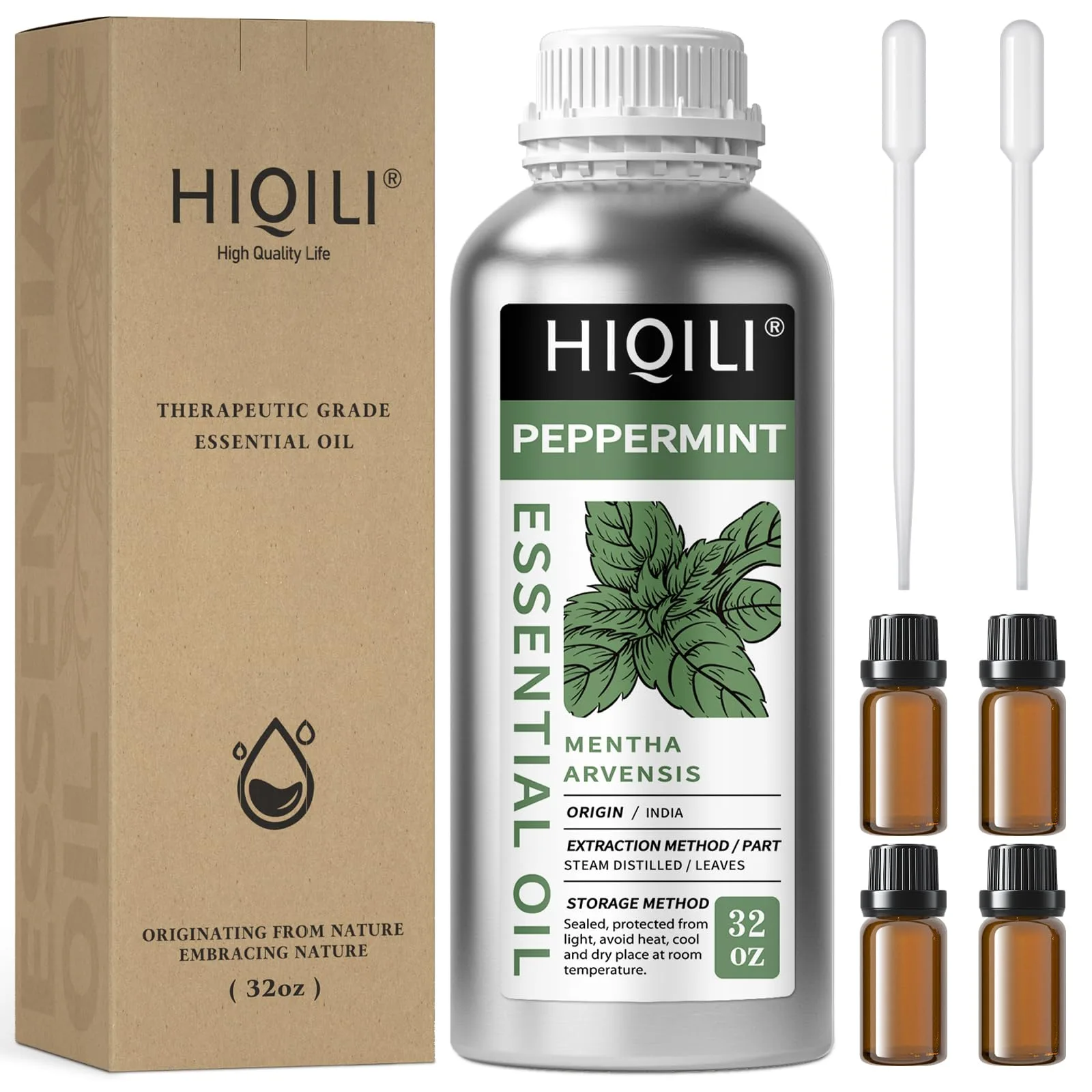 HIQILI Peppermint Essential Oil 32oz (946ml) | USA Imported Aromatherapy Oil - main product image