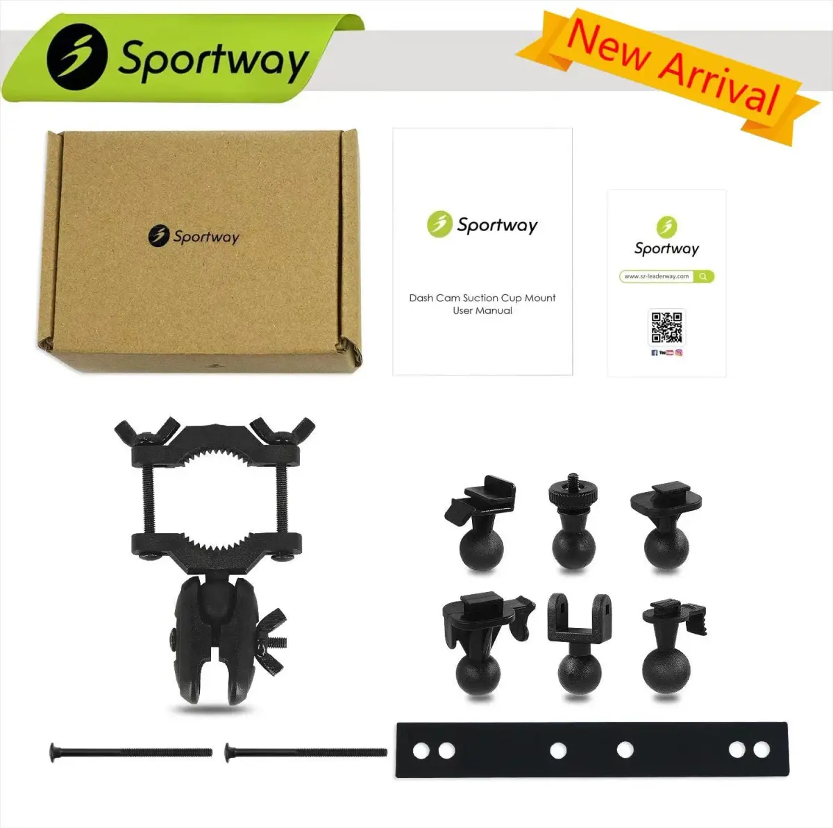 Sportway S70 Dash Cam Mirror Mount Holder with 6 Joints & Rubber Pad | Fits 13-51mm Poles - view 5