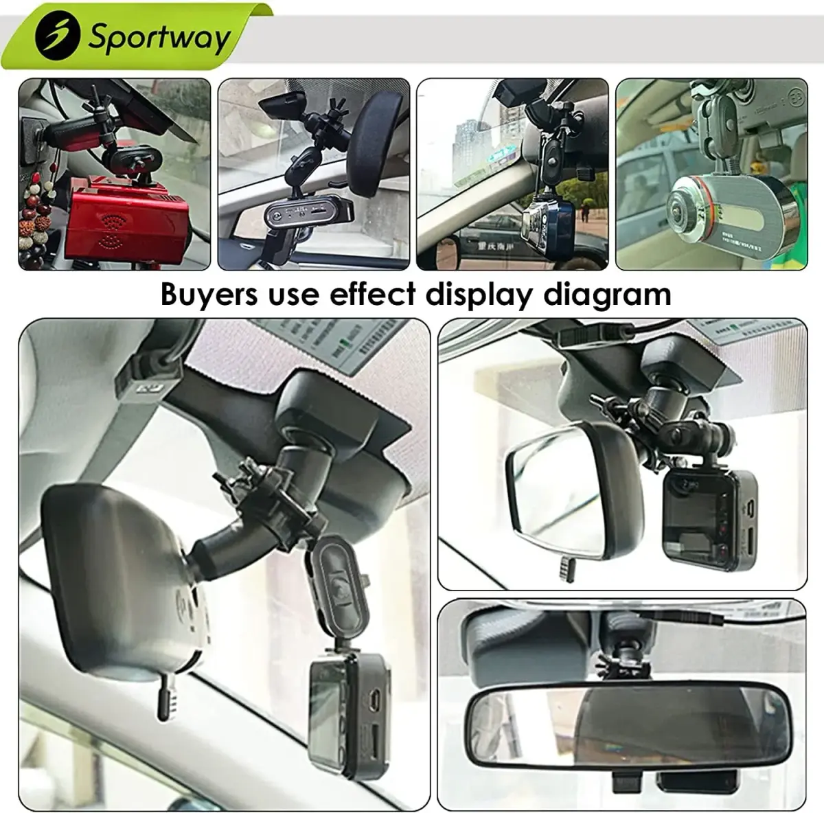 Sportway S70 Dash Cam Mirror Mount Holder with 6 Joints & Rubber Pad | Fits 13-51mm Poles - view 6