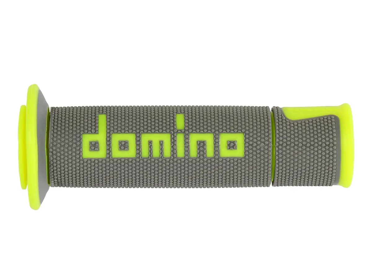 DOMINO A450 Road Race Motorcycle Handlebar Grips Medium/Soft | Italian Aluminum, 22mm Fit, Gray/Neon Yellow - view 2