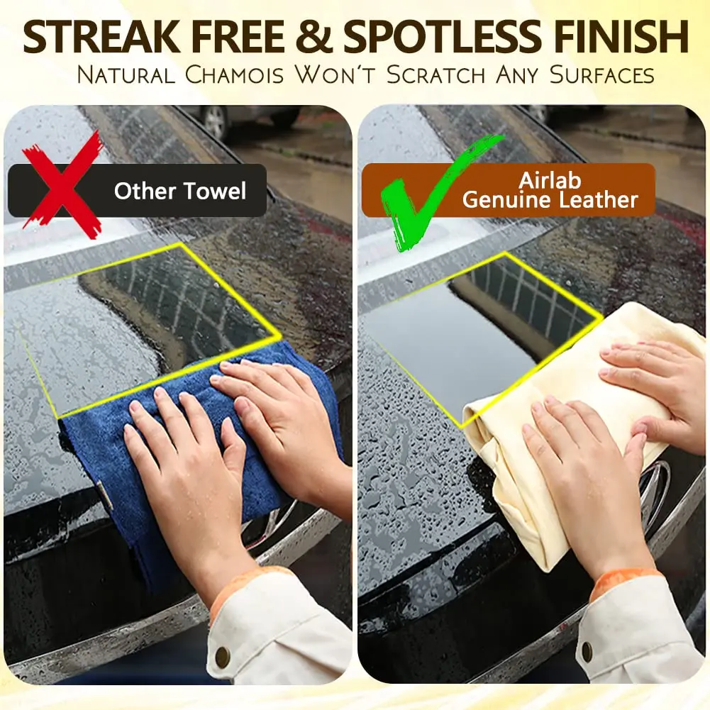 Airlab Chamois Cloth for Car 20'' x 27.6'' | Ultra Absorbent Leather Shammy Towel (70-120c) - view 4
