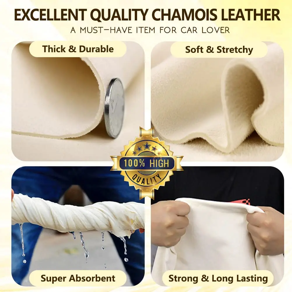 Airlab Chamois Cloth for Car 20'' x 27.6'' | Ultra Absorbent Leather Shammy Towel (70-120c) - view 5